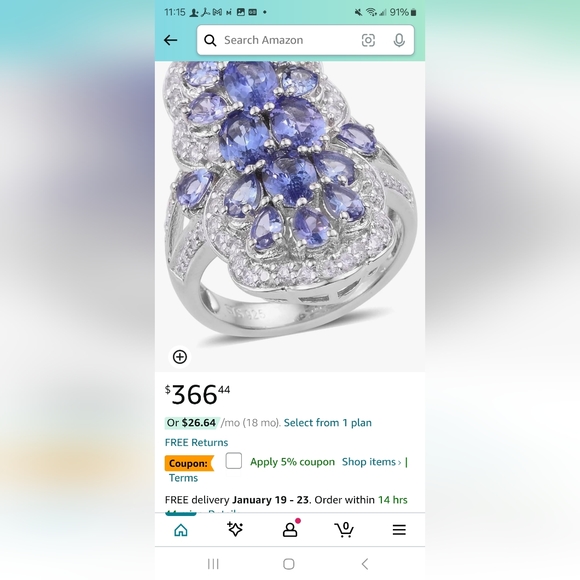 Tanzanite & Zircon Cocktail Ring Size 9 🌟 - Picture 5 of 6